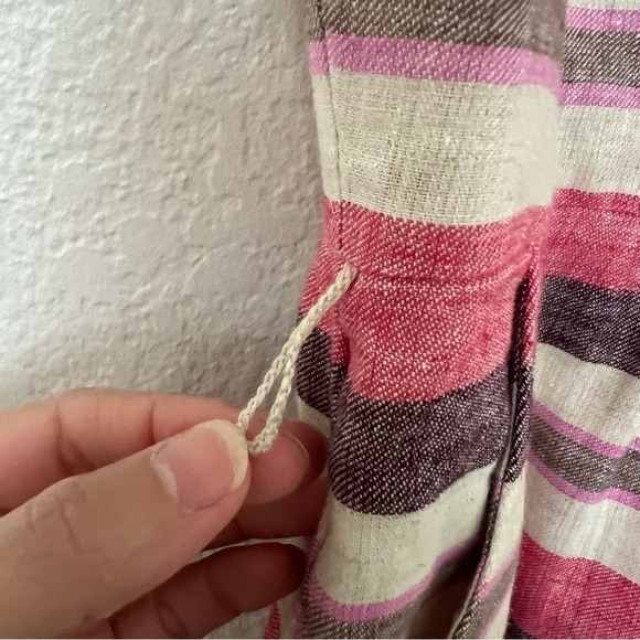 2/$30 Ann Taylor LOFT Linen Striped Sundress  Sleeveless Cutout Back.  SZ 2 - Picture 5 of 16